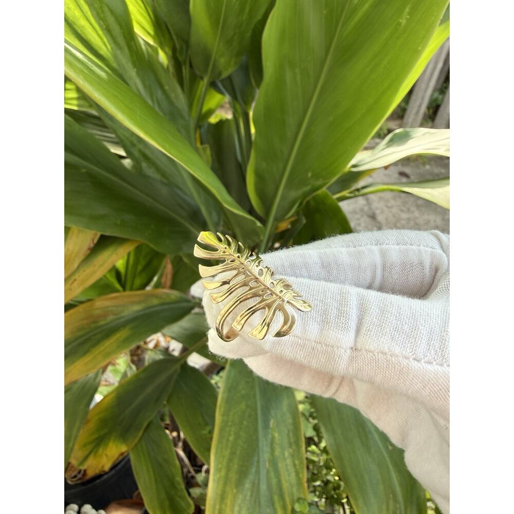 Maui Divers 14KT Yellow Gold Hawaiian Monstera Ring Made in Hawaii Size 8 - Picture 3 of 14